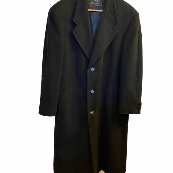 Loro Piana Black 100% Virgin Italian Wool USA Union Made Trench Coat Size 42 R. - Picture 1 of 6